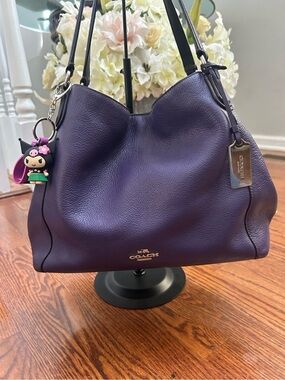Coach Edie 31 Purple Refined Pebbled Leather Shoulder Tote Bag